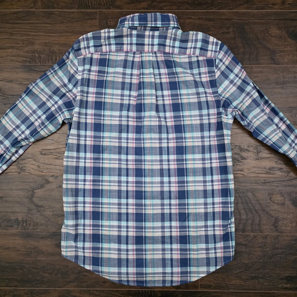 Vineyard Vines Mens Small Blue Plaid Slim Fit Tucker Button Up Shirt Lightweight - Picture 3 of 7